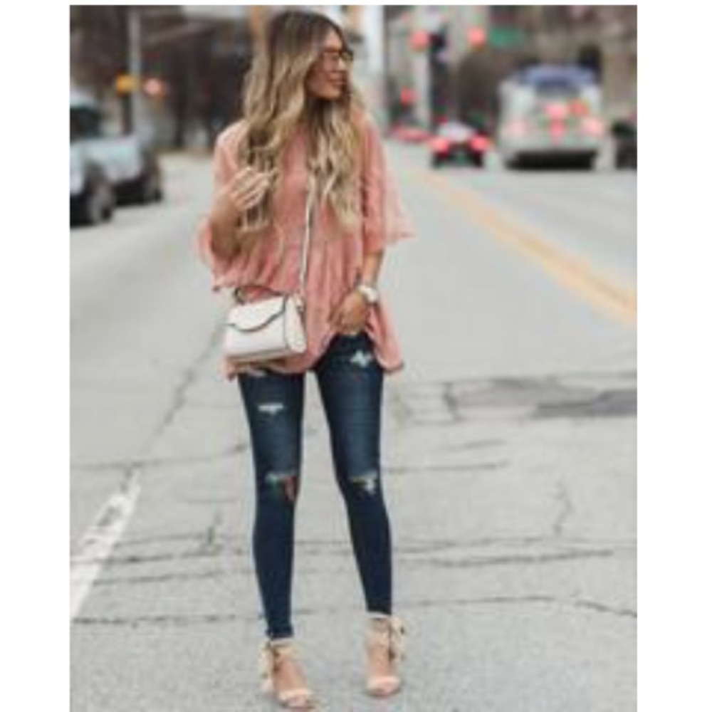 BOHEMIAN RICH HIPPIE VIBES Crochet PINK Tunic Top